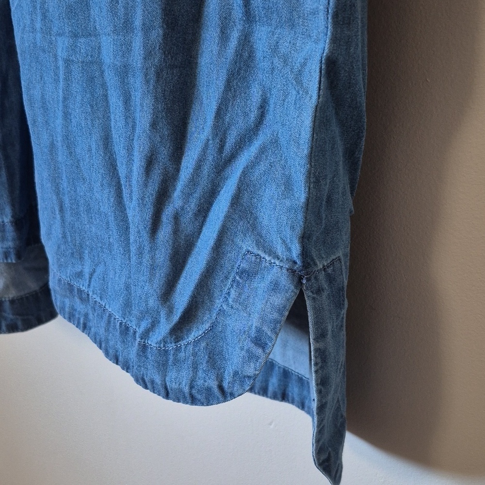Lori M Collection Blue Chambray Denim Shirt Dress, Size S Casual Coastal Relaxed - Picture 6 of 12